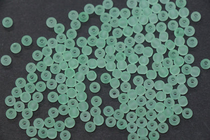4mm Matte Mint Green Glass Seed Beads, Frosted Translucent Sage Rocailles, Soft Pastel Beads for Jewelry Making #1036