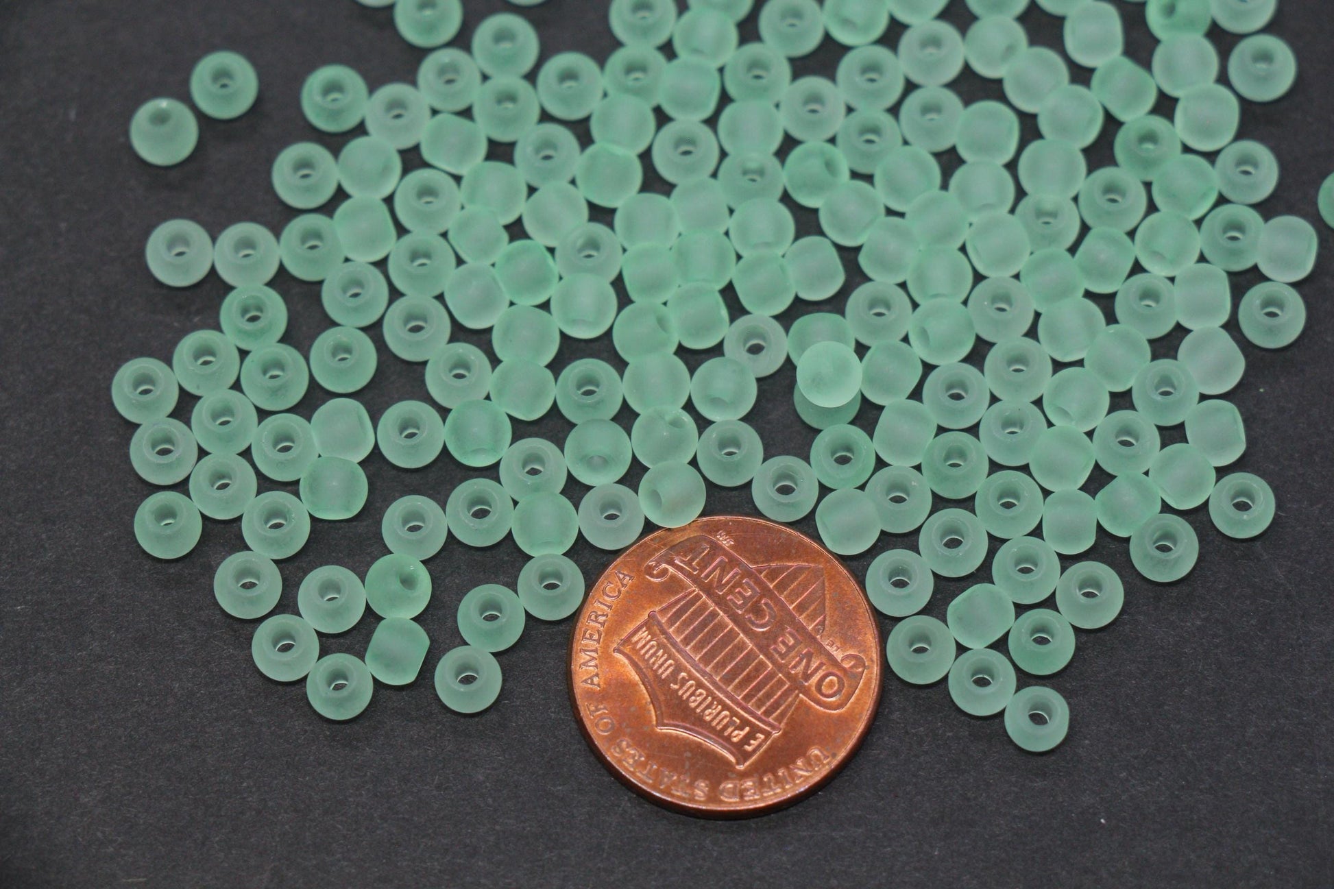 4mm Matte Mint Green Glass Seed Beads, Frosted Translucent Sage Rocailles, Soft Pastel Beads for Jewelry Making #1036