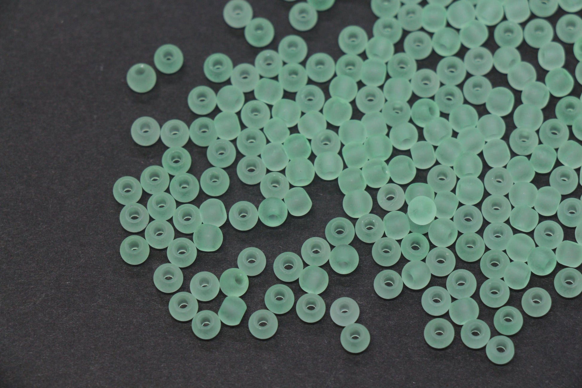 4mm Matte Mint Green Glass Seed Beads, Frosted Translucent Sage Rocailles, Soft Pastel Beads for Jewelry Making #1036