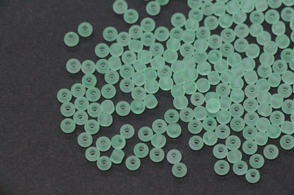 4mm Matte Mint Green Glass Seed Beads, Frosted Translucent Sage Rocailles, Soft Pastel Beads for Jewelry Making #1036