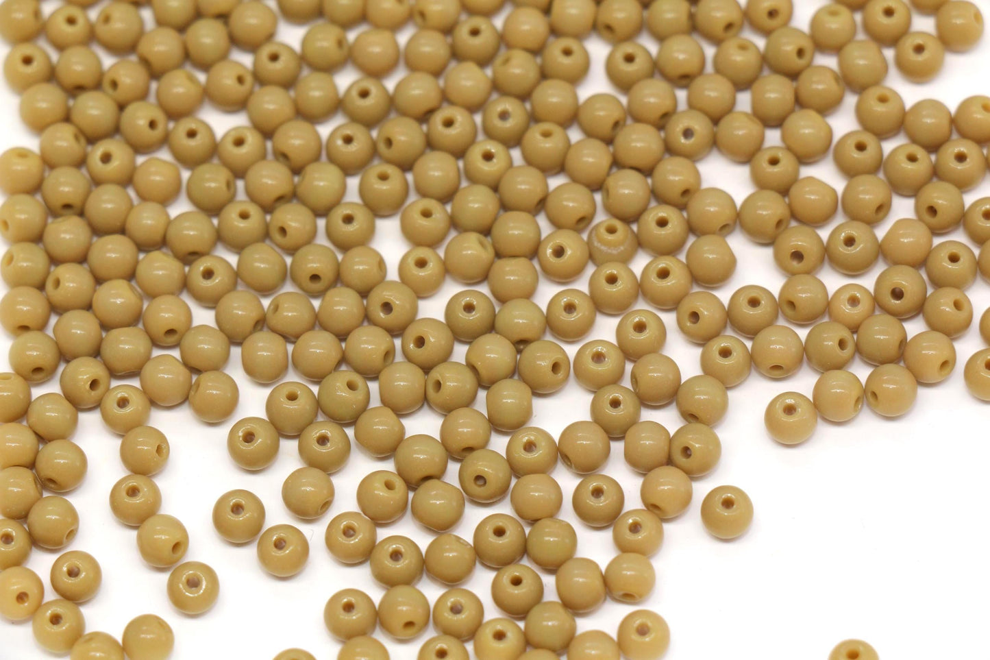 4mm Mustard Beige Glass Seed Beads, Opaque Camel Tan Round Rocailles, Earth Tone Beads for Jewelry Making #1040