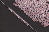 4mm Pink Lined Glass Seed Beads, Transparent Pink Core Beads, Bracelet Jewelry Making Supplies #2329