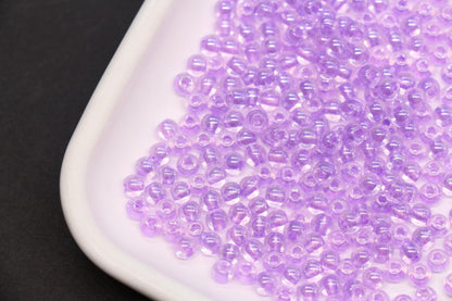4mm Purple Lined Glass Seed Beads, Transparent Purple Core Rocailles Beads, Beads for Jewelry Making #2334