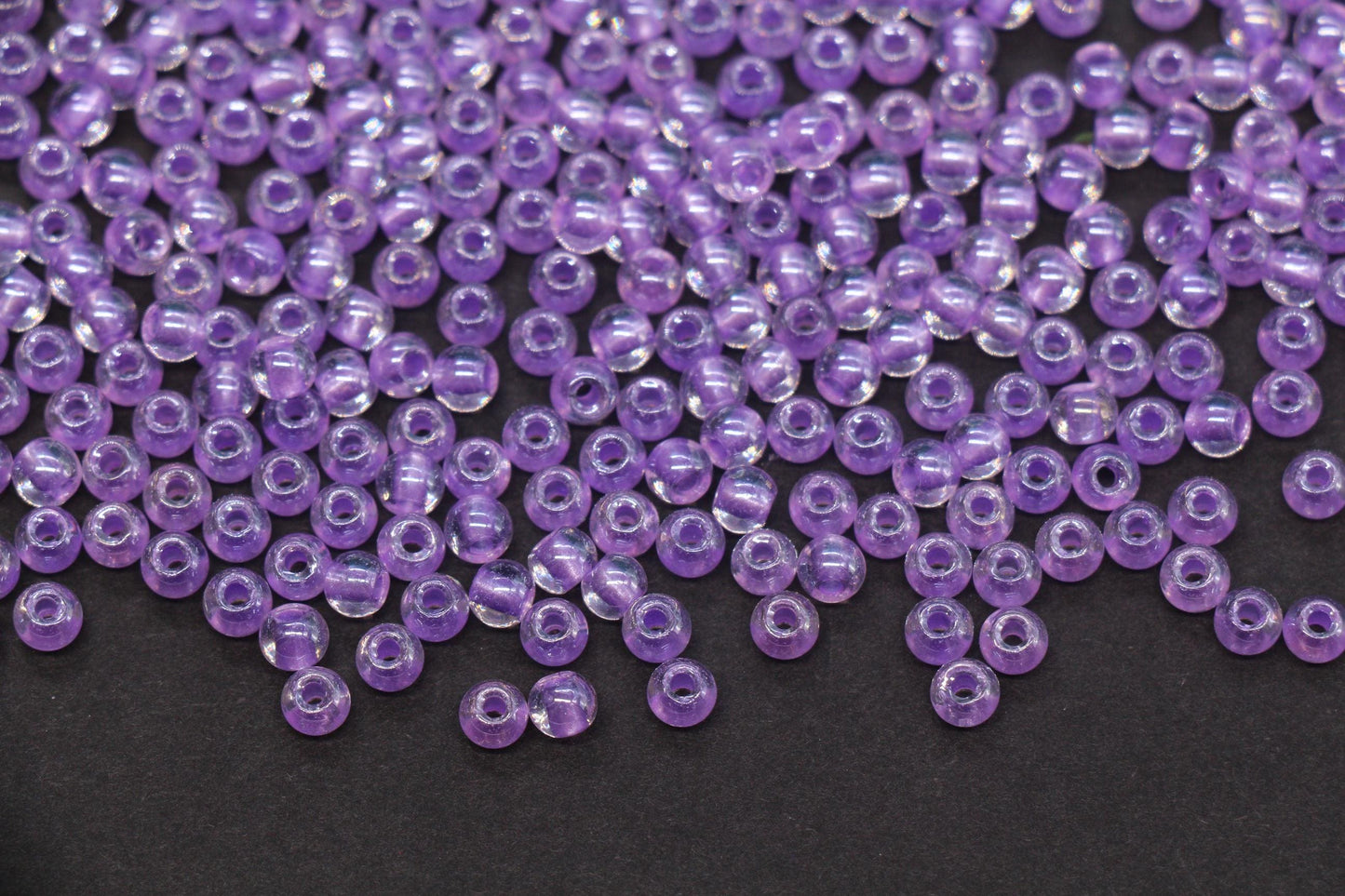 4mm Purple Lined Glass Seed Beads, Transparent Purple Core Rocailles Beads, Beads for Jewelry Making #2334