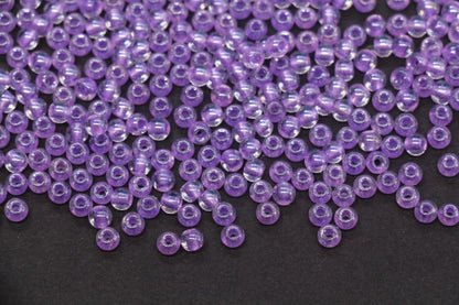 4mm Purple Lined Glass Seed Beads, Transparent Purple Core Rocailles Beads, Beads for Jewelry Making #2334