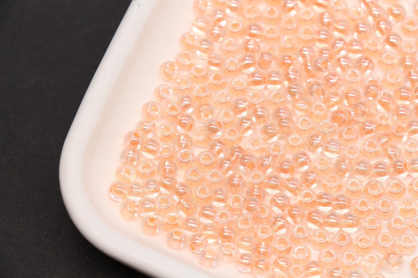 4mm Peach Lined Glass Seed Beads, Transparent Peach Core Rocailles Beads, Beads for Jewelry Making #2326