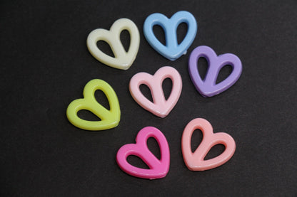 16mm Pastel Open Heart Beads, Heart Outline Beads for Bracelet Jewelry Making #847
