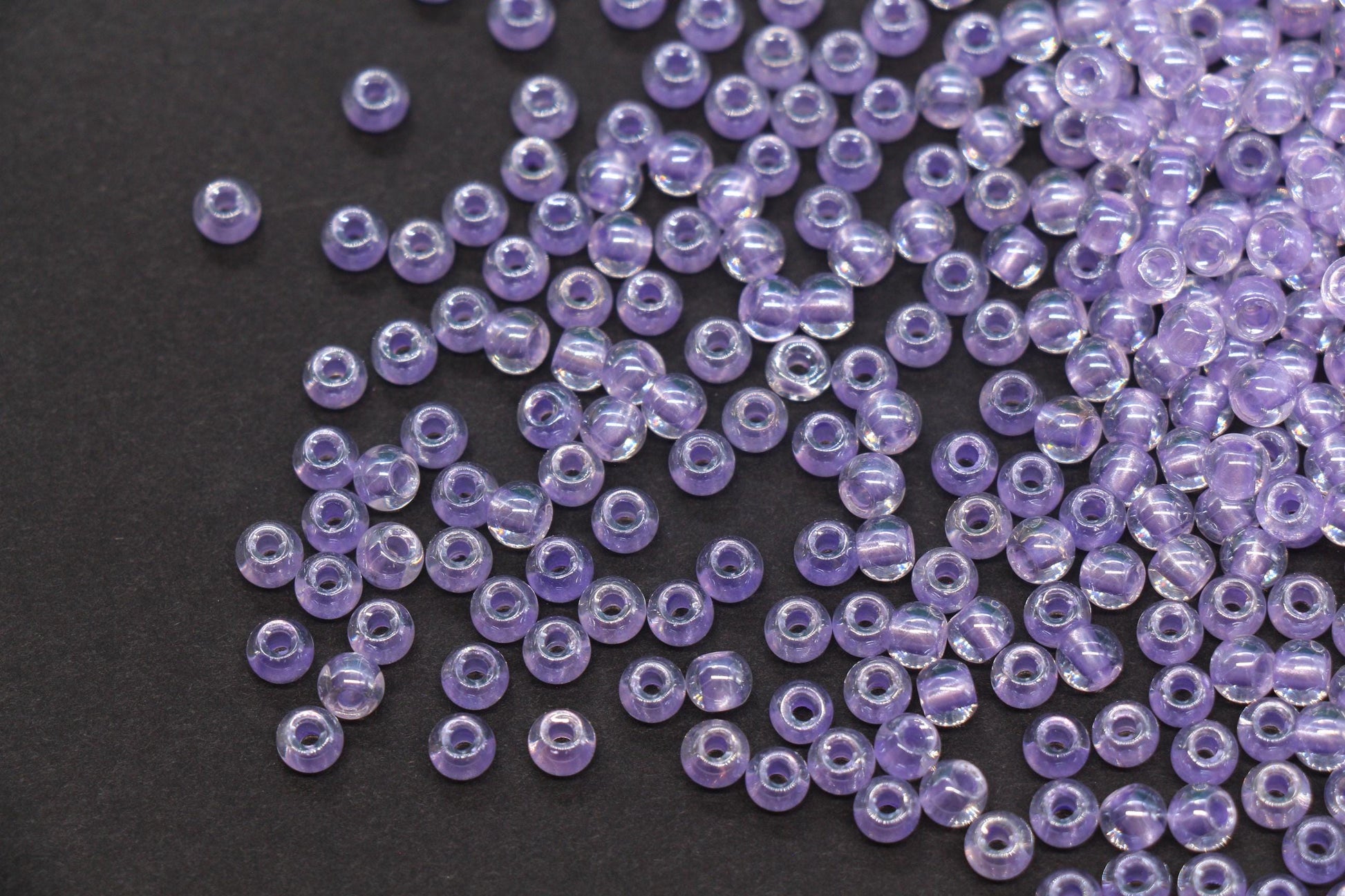4mm Purple Lined Glass Seed Beads, Glossy Round Rocailles Beads, Bracelet Jewelry Making Supplies #1248