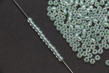 4mm Green Lined Glass Seed Beads, Glossy Round Rocailles Beads for Bracelet Jewelry Making Supplies #1249