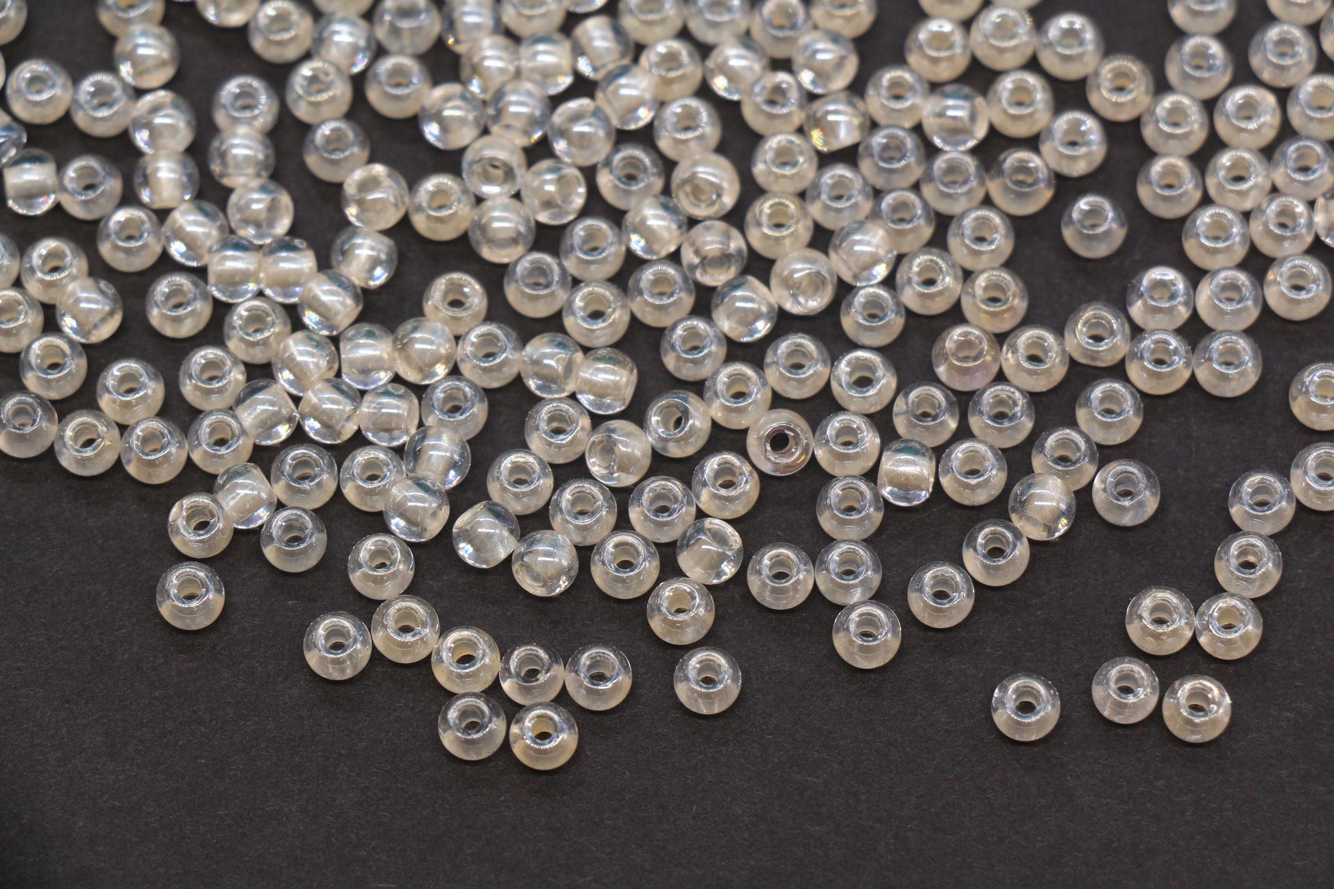 4mm Peach Lined Glass Seed Beads, Glossy Round Rocailles Beads for Bracelet Jewelry Making#1080