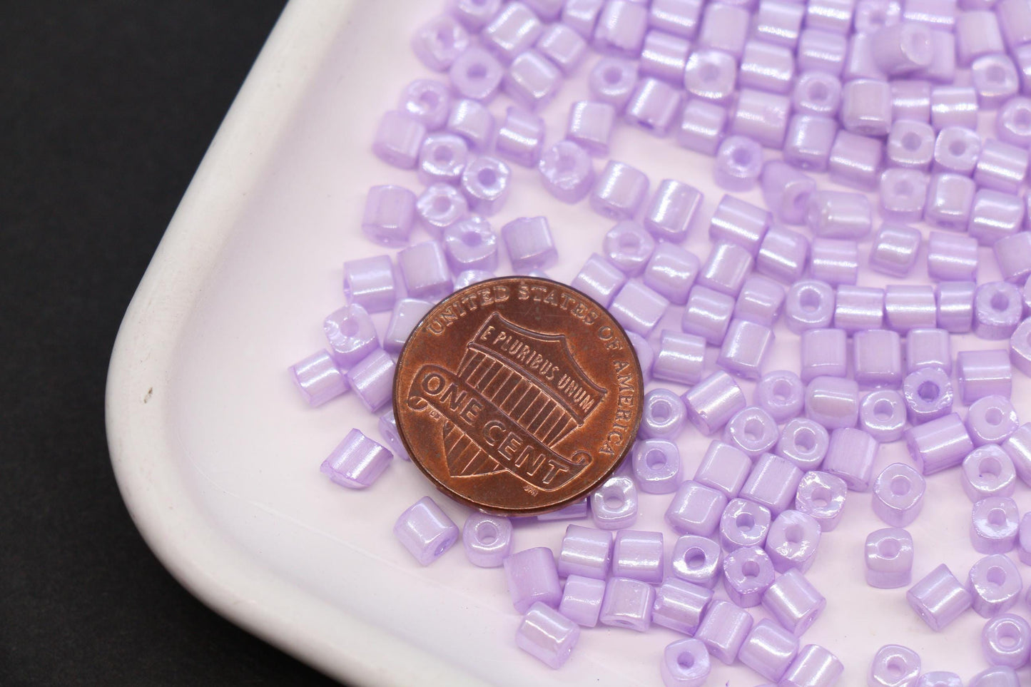 4mm Pastel Purple Cube Glass Beads, Glossy Square Seed Beads for Bracelet Jewelry Making #1082