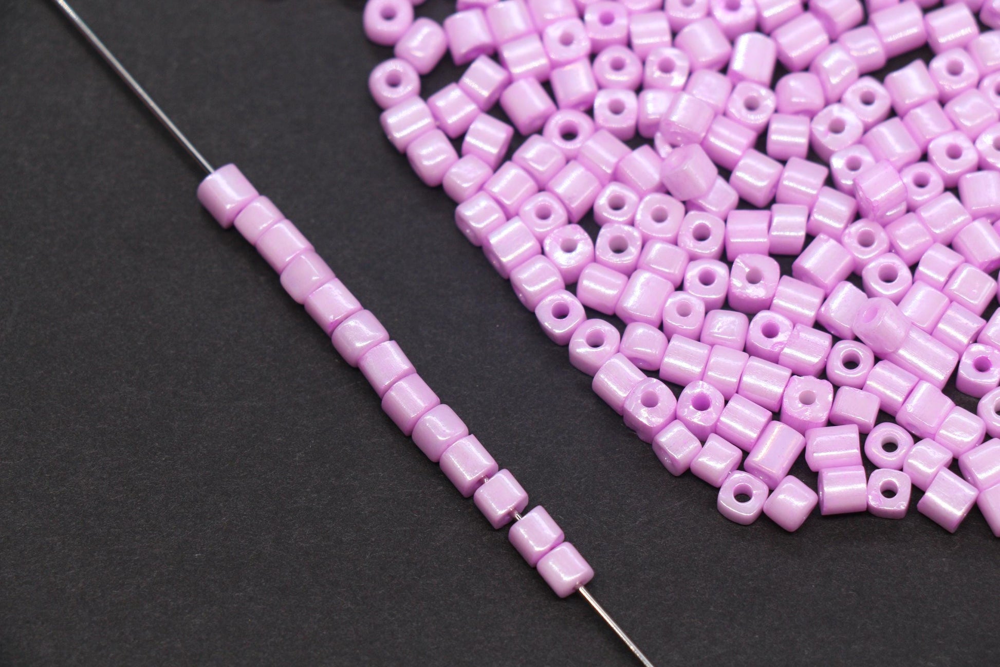 4mm Pink Cube Glass Beads, Glossy Square Seed Beads for Bracelet Jewelry Making #2762