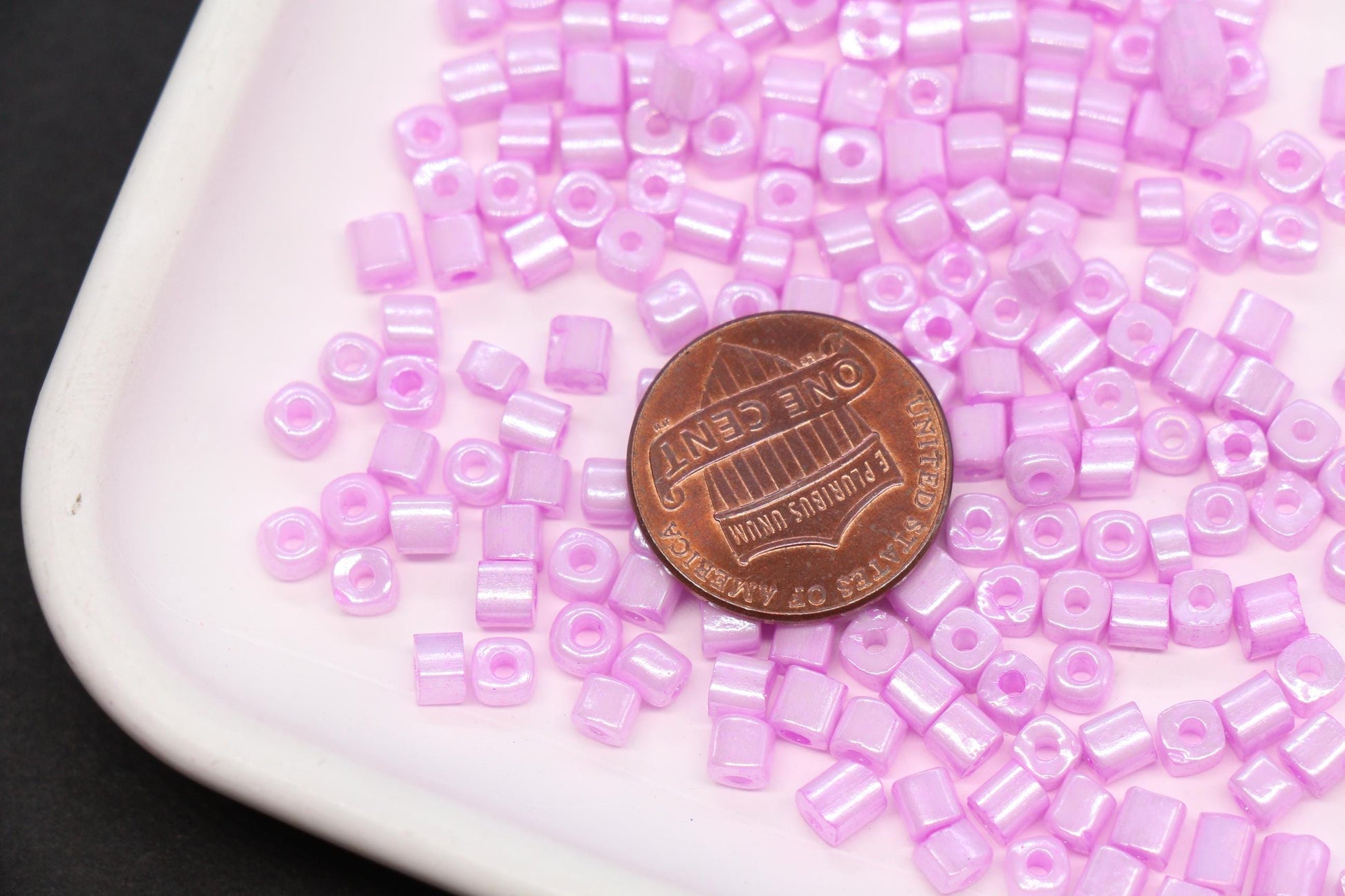 4mm Pink Cube Glass Beads, Glossy Square Seed Beads for Bracelet Jewelry Making #2762
