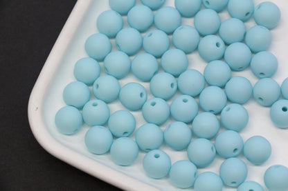 10mm Matte Baby Blue Acrylic Gumball Beads