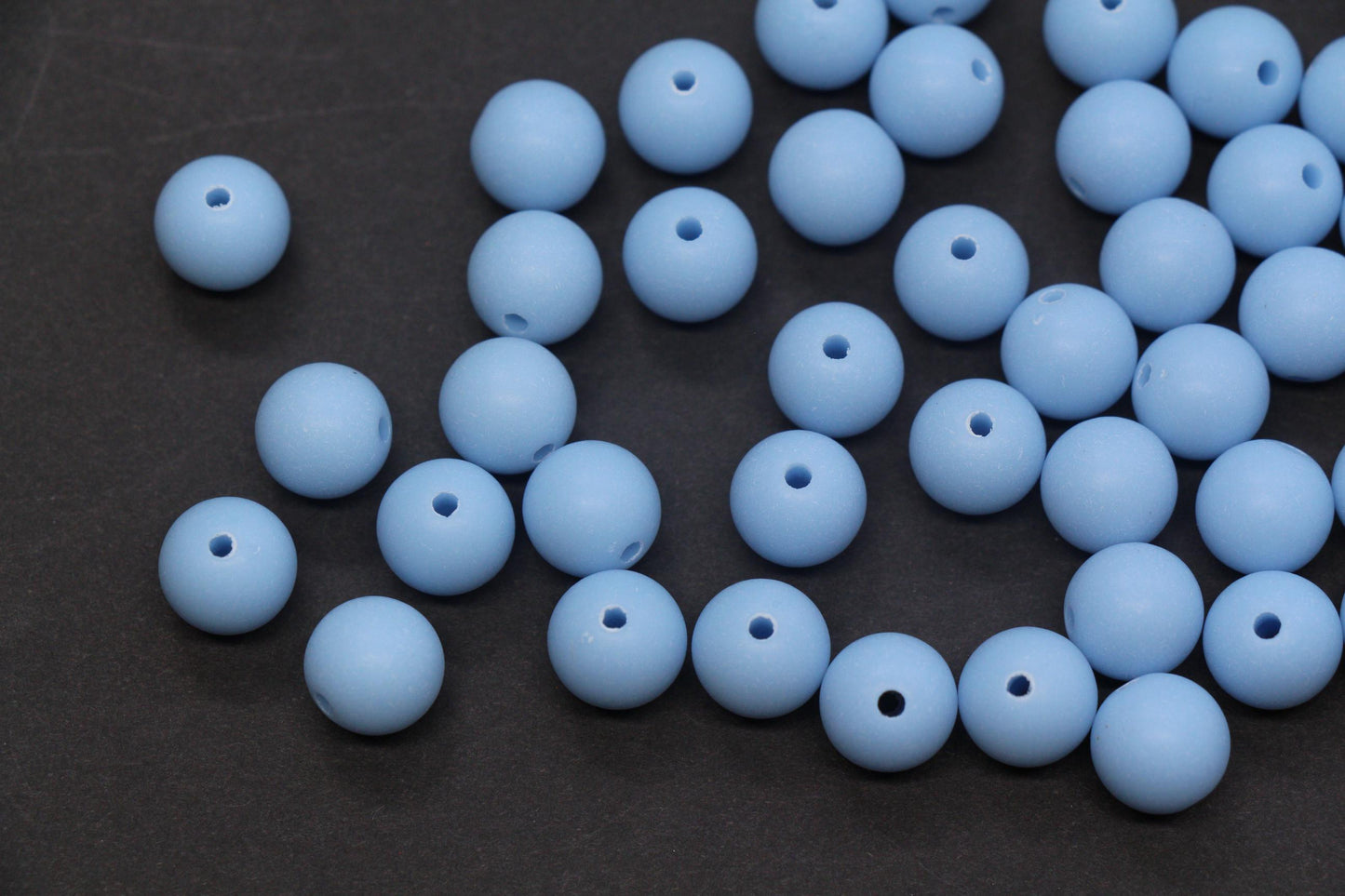 10mm Matte Periwinkle Blue Gumball Beads, Chunky Frosted Acrylic Round Spacer Beads for Bracelet Making #1084