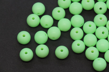 10mm Matte Mint Green Gumball Beads, Chunky Frosted Acrylic Round Spacer Beads for Bracelet Making #1212