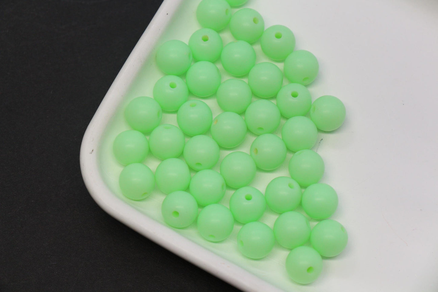 10mm Matte Mint Green Gumball Beads, Chunky Frosted Acrylic Round Spacer Beads for Bracelet Making #1212