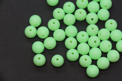 10mm Matte Mint Green Gumball Beads, Chunky Frosted Acrylic Round Spacer Beads for Bracelet Making #1212