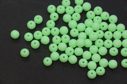 8mm Matte Mint Green Round Beads, Frosted Acrylic Gumball Spacer Beads for Bracelet Making #1208