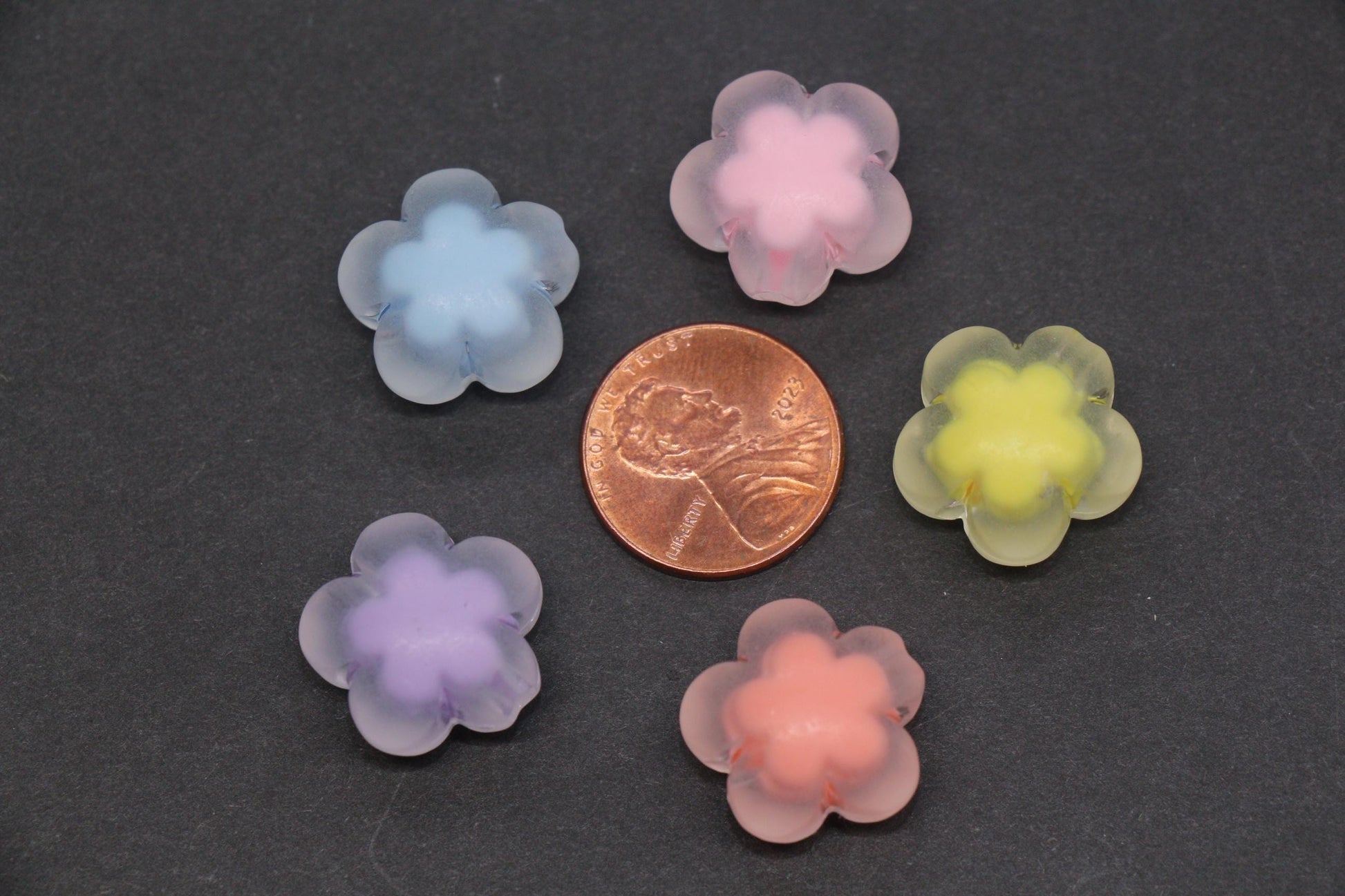 16mm Matte Flower Beads, Chunky Frosted Acrylic Floral Beads for Jewelry Making #1893