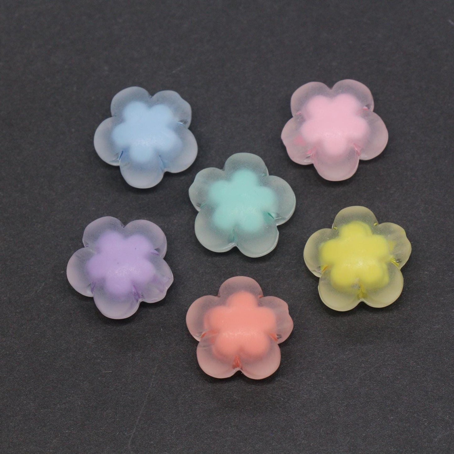 16mm Matte Flower Beads, Chunky Frosted Acrylic Floral Beads for Jewelry Making #1893
