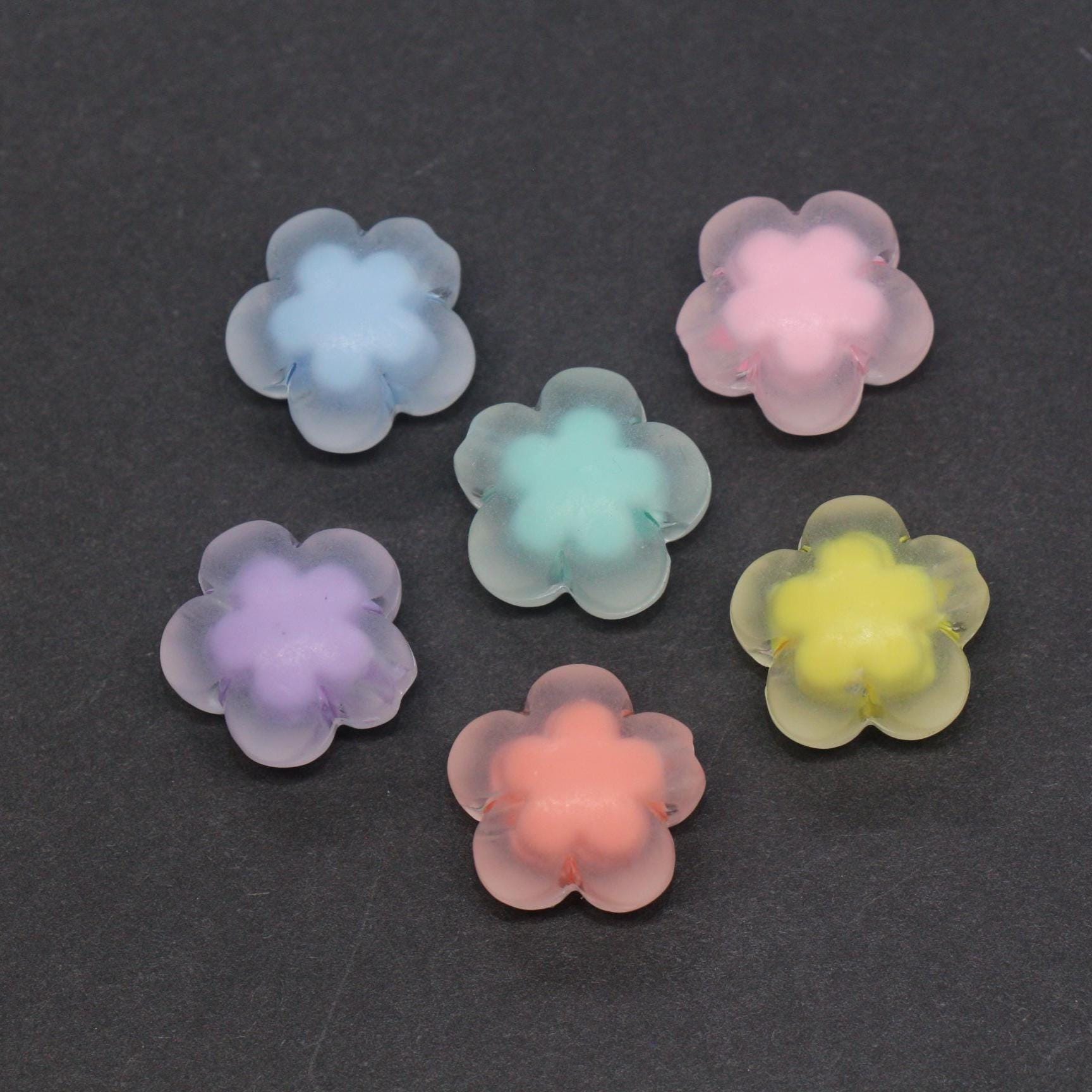 16mm Matte Flower Beads, Chunky Frosted Acrylic Floral Beads for Jewelry Making #1893