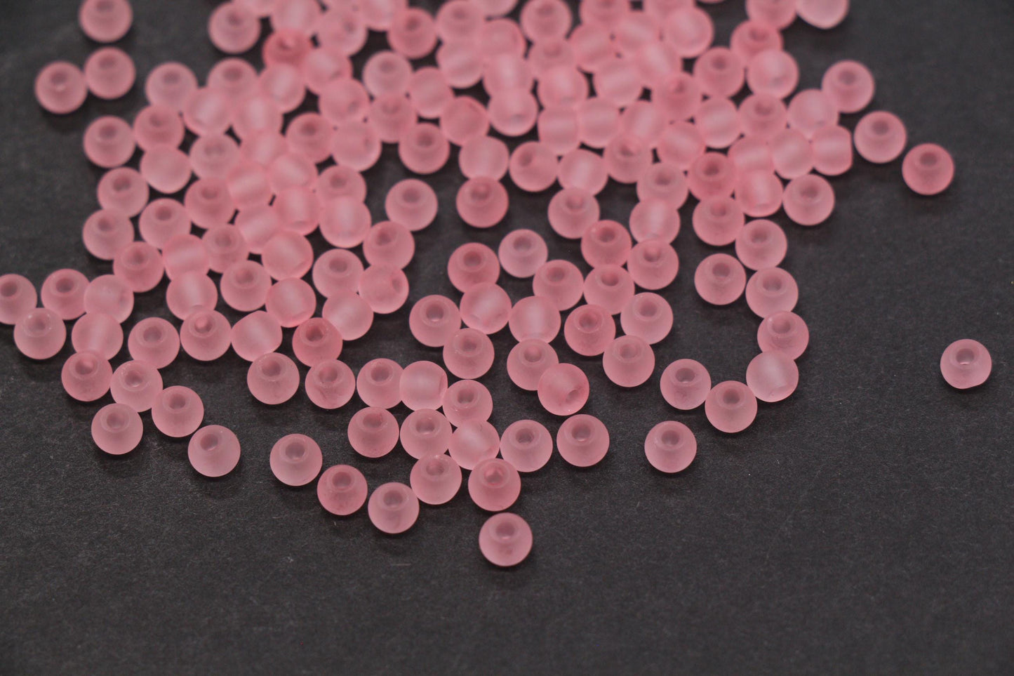 4mm Matte Pink Glass Seed Beads, 6/0 Frosted Rocailles for Bracelet Making & Beading Supplies #1415