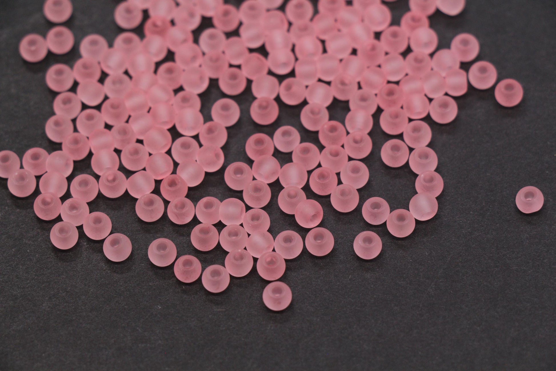 4mm Matte Pink Glass Seed Beads, 6/0 Frosted Rocailles for Bracelet Making & Beading Supplies #1415
