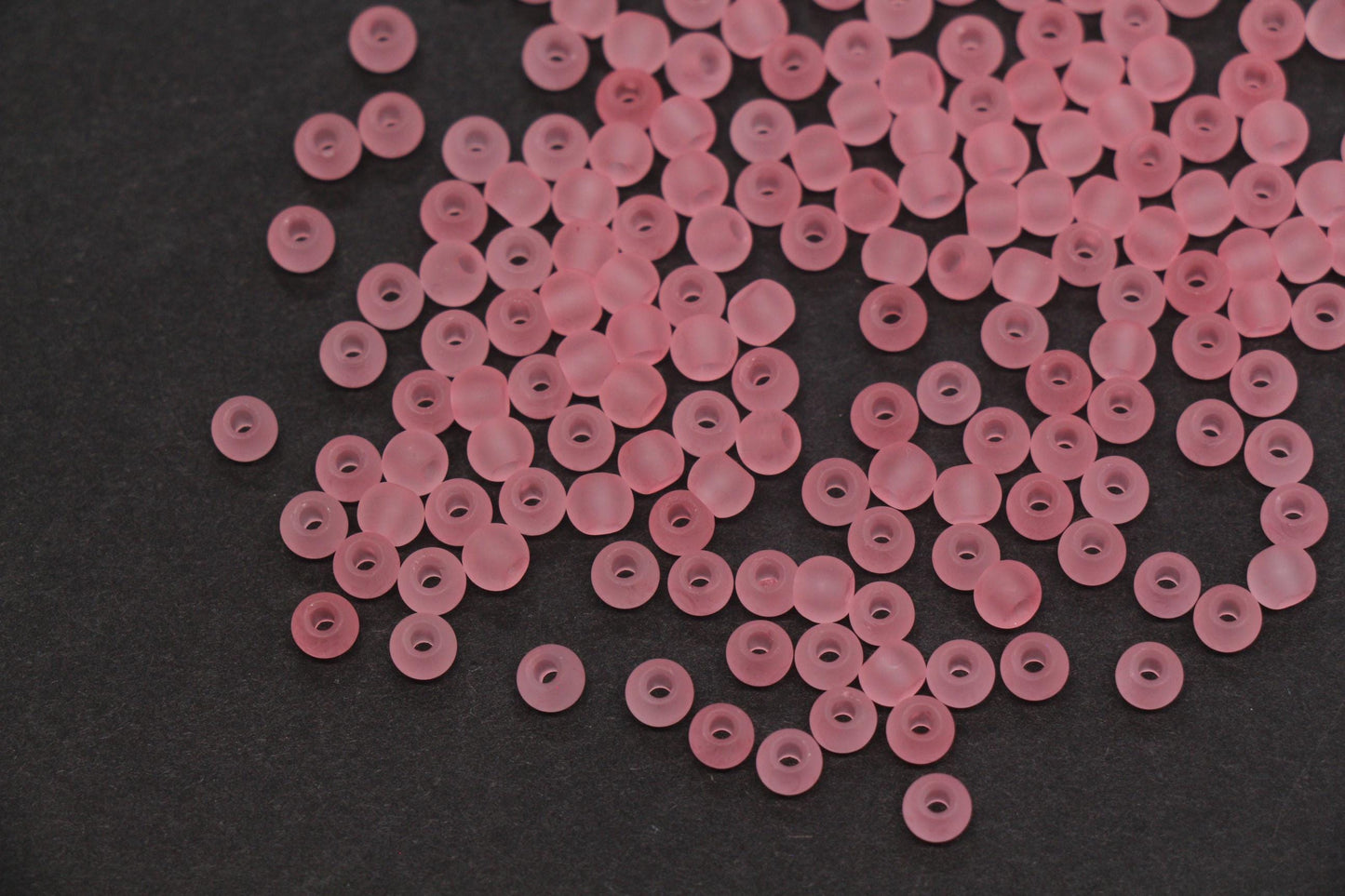 4mm Matte Pink Glass Seed Beads, 6/0 Frosted Rocailles for Bracelet Making & Beading Supplies #1415