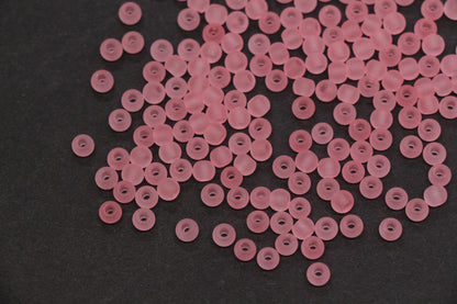4mm Matte Pink Glass Seed Beads, 6/0 Frosted Rocailles for Bracelet Making & Beading Supplies #1415