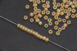 4mm Matte Champagne AB Glass Seed Beads, Frosted Iridescent 6/0 Rocailles, Metallic Seed Beads for Bracelet Making & Beading Supplies #1165