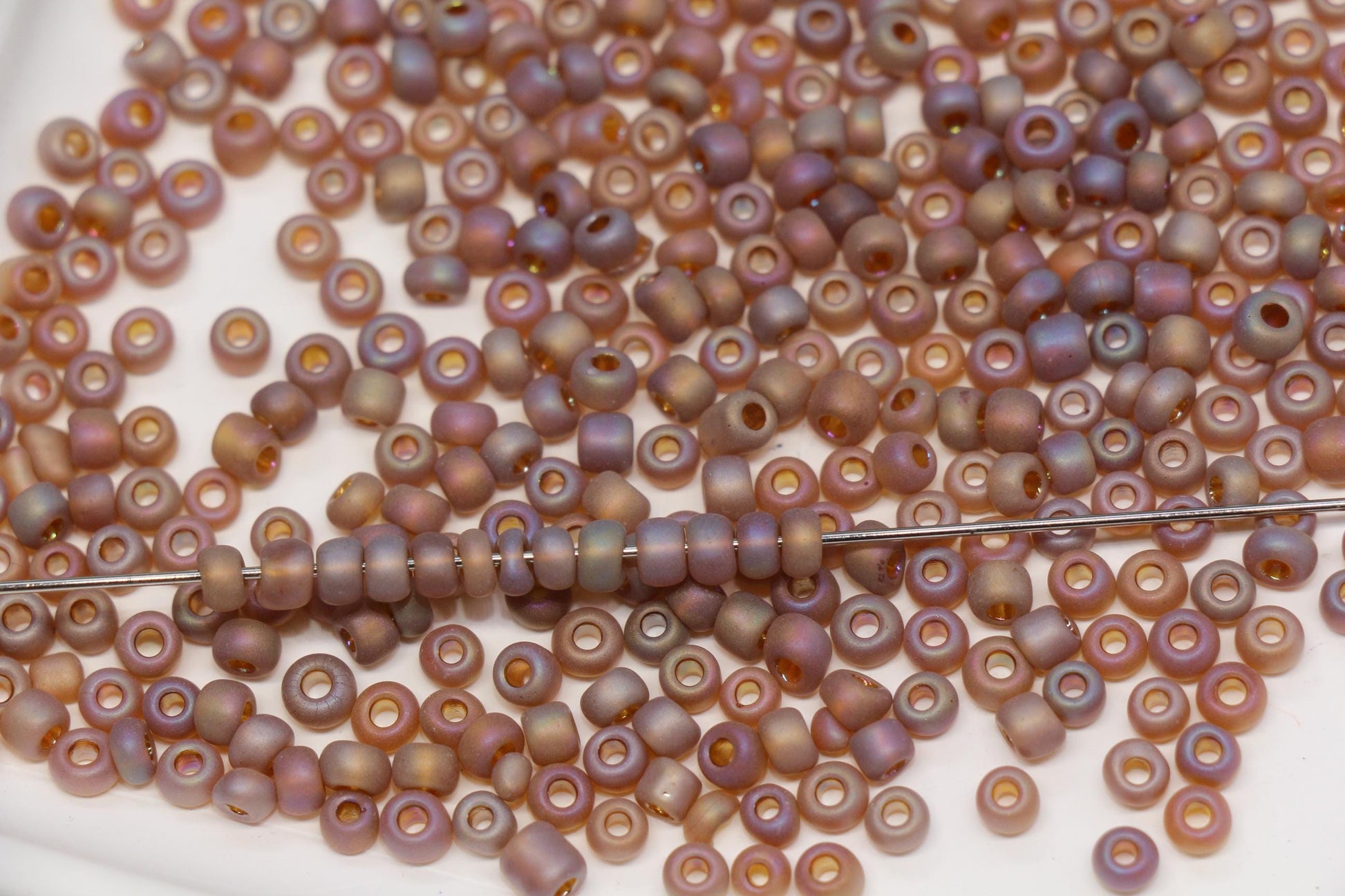 4mm Matte Metallic AB Glass Seed Beads, Frosted Iridescent 6/0 Rocailles, Seed Beads for Bracelet Making & Beading Supplies #1178