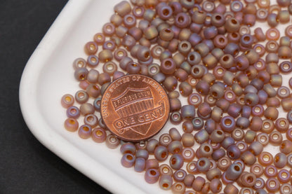 4mm Matte Metallic AB Glass Seed Beads, Frosted Iridescent 6/0 Rocailles, Seed Beads for Bracelet Making & Beading Supplies #1178