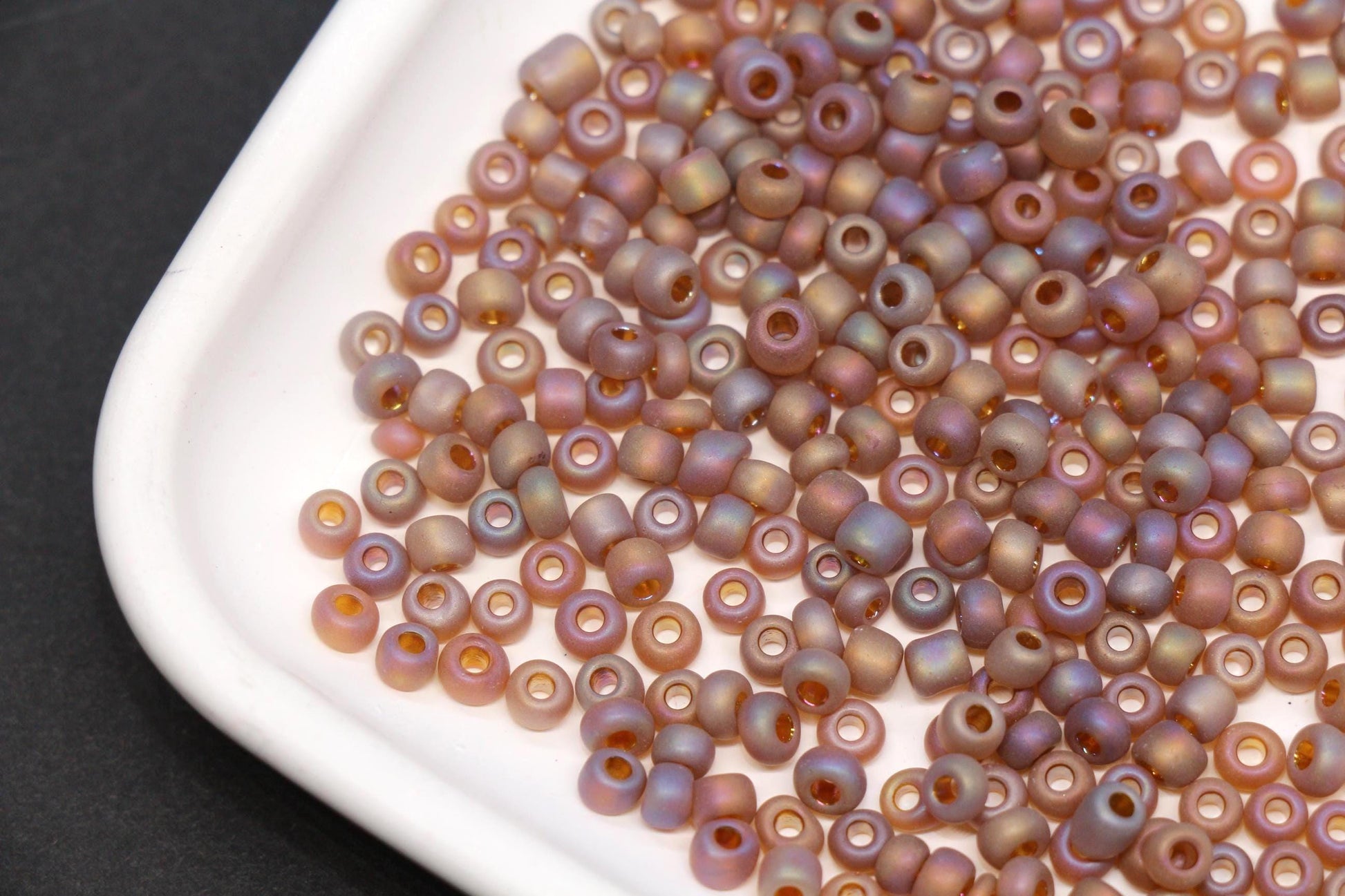 4mm Matte Metallic AB Glass Seed Beads, Frosted Iridescent 6/0 Rocailles, Seed Beads for Bracelet Making & Beading Supplies #1178