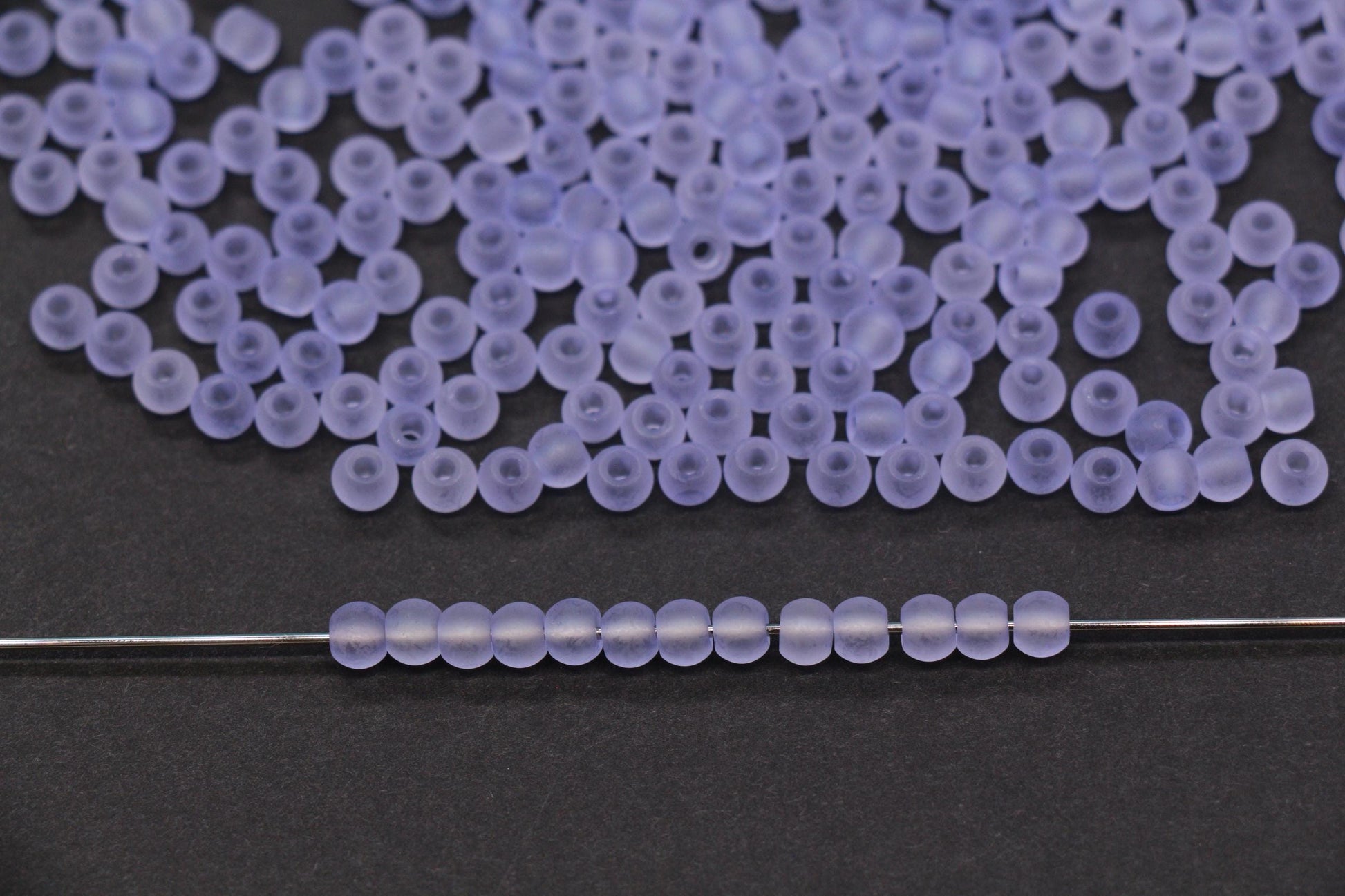4mm Matte Lavender Glass Seed Beads, Frosted Purple 6/0 Rocailles, Round Glass Beads for Bracelet Making & Beading Supplies #1417