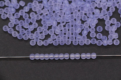 4mm Matte Lavender Glass Seed Beads, Frosted Purple 6/0 Rocailles, Round Glass Beads for Bracelet Making & Beading Supplies #1417