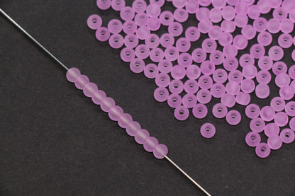 4mm 6/0 frosted pastel purple glass seed beads for bracelets