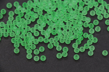 4mm Matte Green Glass Seed Beads, Frosted Green 6/0 Rocailles, Round Seed Beads for Bracelet Making, Jewelry Making & Beading Supplies #1419