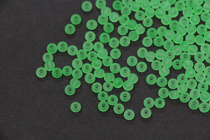 4mm Matte Green Glass Seed Beads, Frosted Green 6/0 Rocailles, Round Seed Beads for Bracelet Making, Jewelry Making & Beading Supplies #1419