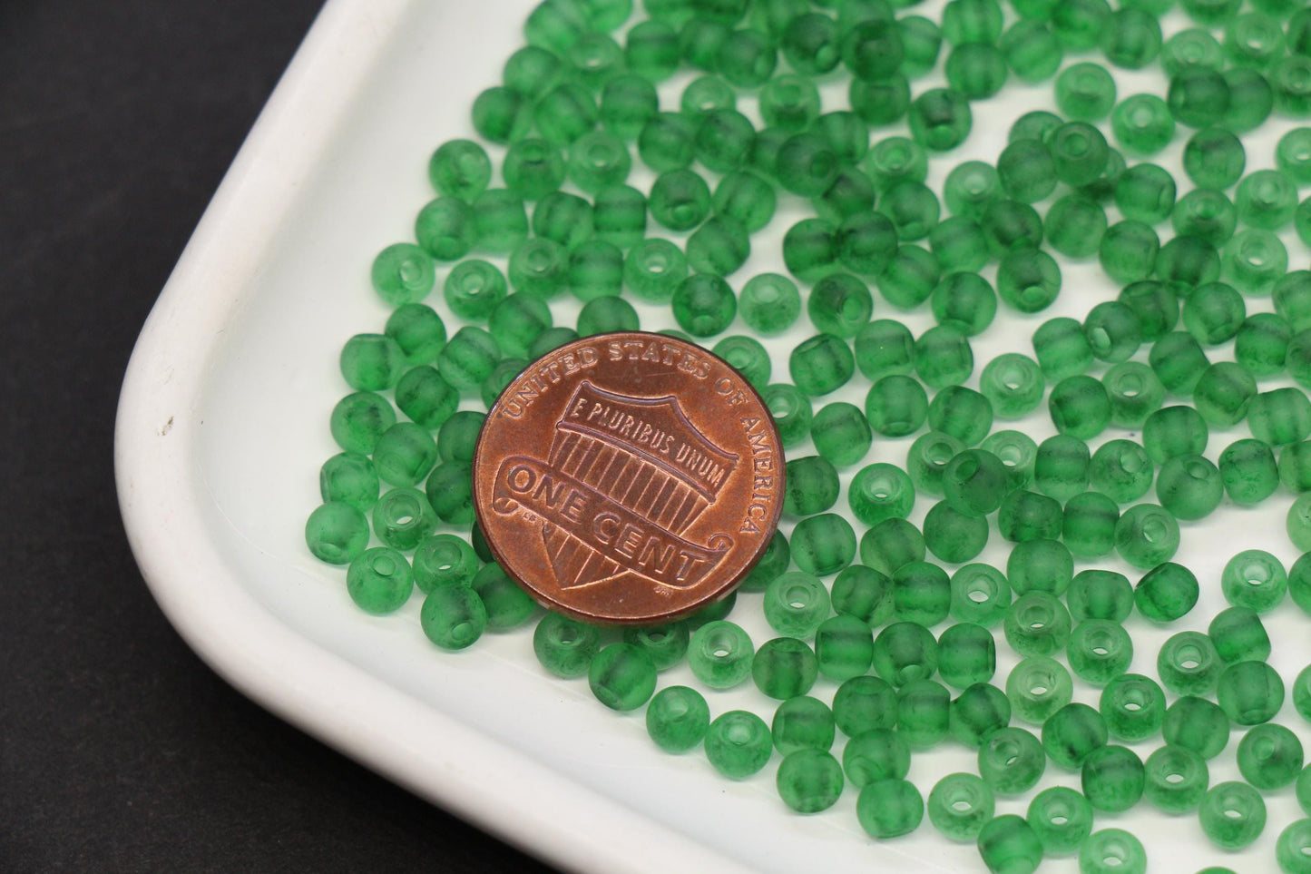 4mm 6/0 frosted green glass seed beads for bracelets