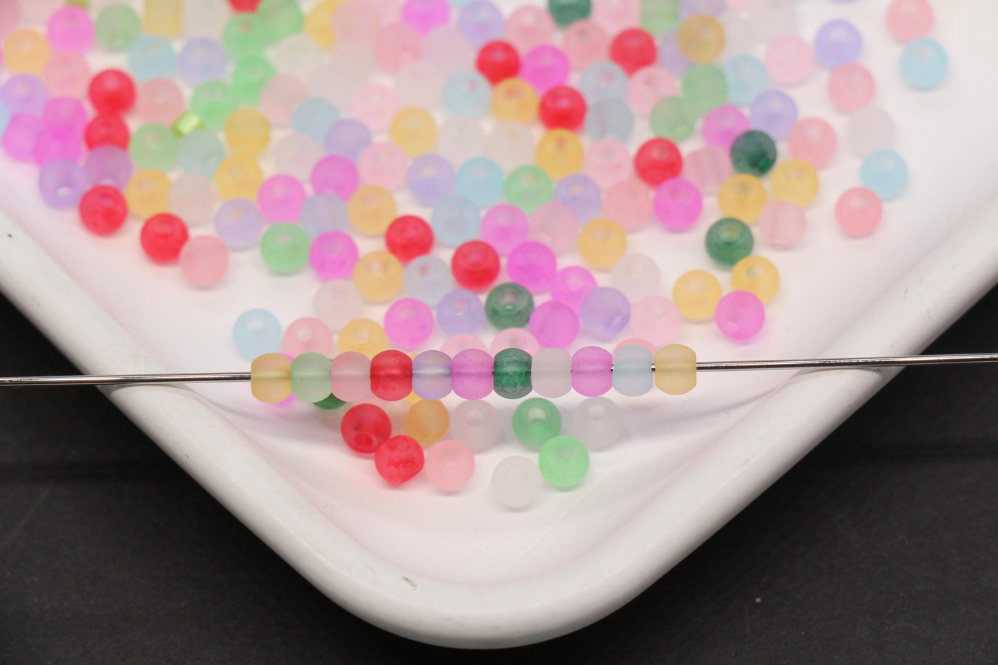 4mm 6/0 frosted rainbow glass seed beads for bracelets