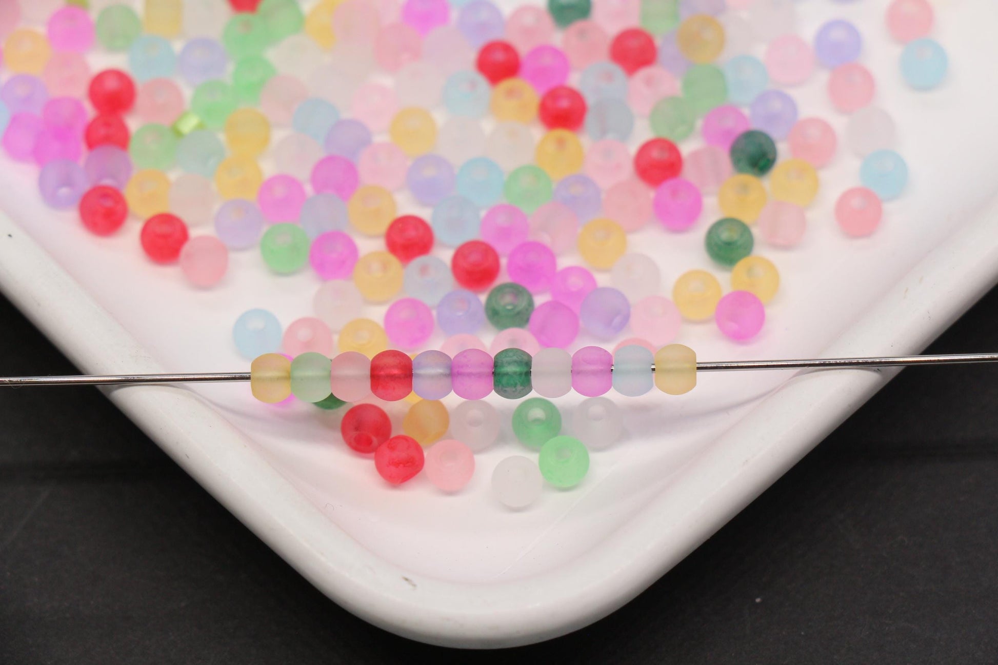 4mm 6/0 frosted rainbow glass seed beads for bracelets