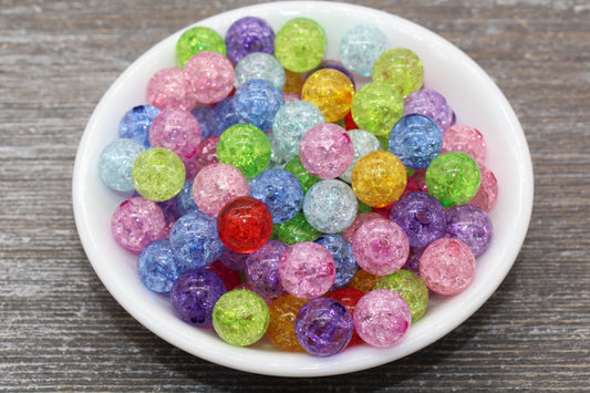 12mm Multicolor Crackle Gumball Beads, Round Beads for Bracelet Jewelry Making #1544