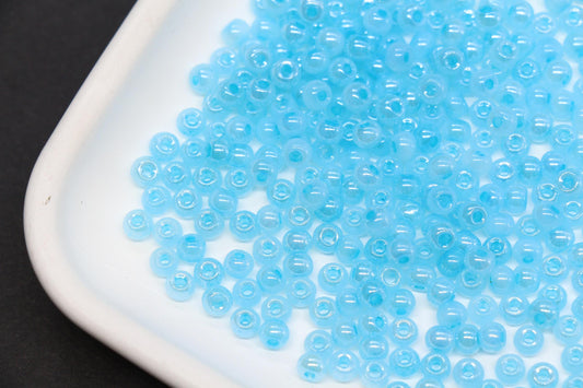4mm Creamy Blue Glass Seed Beads, Pastel Blue Rocailles Beads, Beads for Bracelet Making, Jewelry Supplies #2738