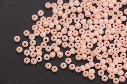 4mm Matte Soft Peach Glass Seed Beads, Frosted Peach Rocailles Beads, 6/0 Round Seed Beads, Beads for Jewelry Making #1157