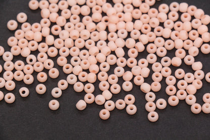 4mm Matte Soft Peach Glass Seed Beads, Frosted Peach Rocailles Beads, 6/0 Round Seed Beads, Beads for Jewelry Making #1157
