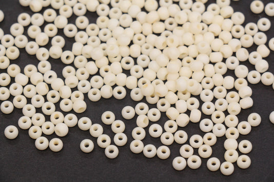 4mm Matte Cream Glass Seed Beads, Frosted Ivory Rocailles Beads, 6/0 Round Seed Beads, Beads for Jewelry Making Supplies #1159