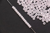 4mm Matte Light Pink Glass Seed Beads, Frosted Blush Pink Rocailles Beads, 6/0 Round Seed Beads, Beads for Jewelry Making #2054