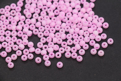 4mm Matte Lavender Pink Glass Seed Beads, Frosted 6/0 Round Seed Beads, Beads for Jewelry Making #1154