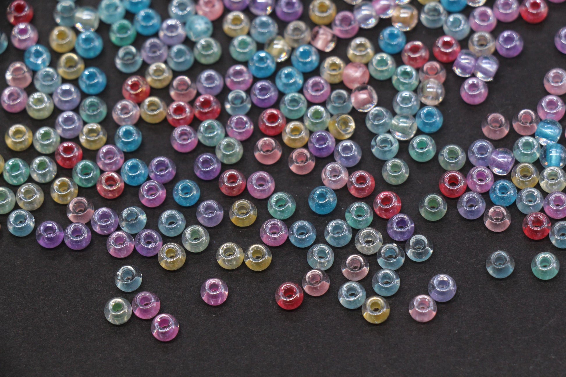 4mm Mixed Color Lined Glass Seed Beads, Glossy Transparent Rainbow Rocailles Beads for Jewelry Making #1153